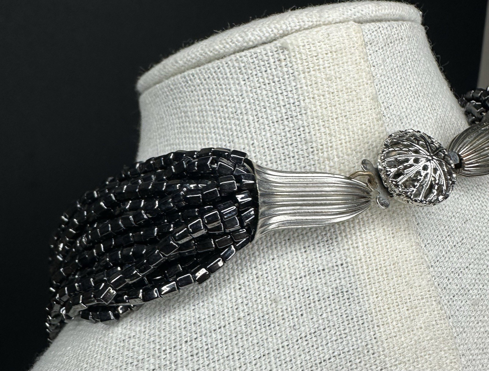 ARTISAN Statement Necklace Geometric MOP Black Mu… - image 8