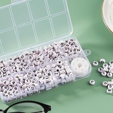 500Pcs black letter bead DIY bead string bracelet made with 4  7mm spacer beads