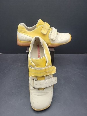 PRADA Linea Rossa 0123 Beige Leather Athletic Trainers Shoes EU 39 US 8.5 Italy