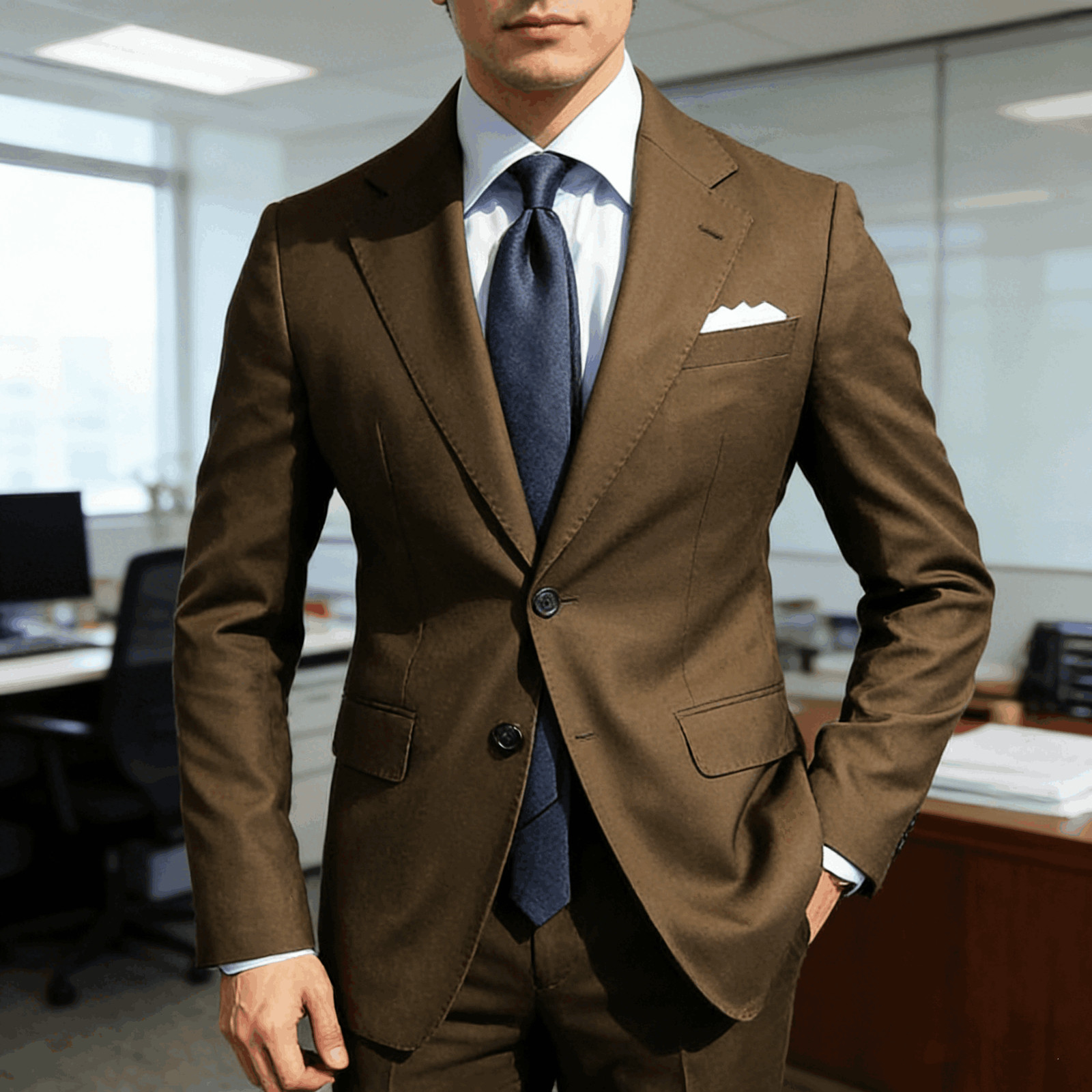 Premium Men's 2 Piece Suit Slim Fit Solid Blazer Trousers Formal Occasions Set
