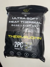 Thermajohn Thermal Set Mens Black Crew Base Layer Size 2XL