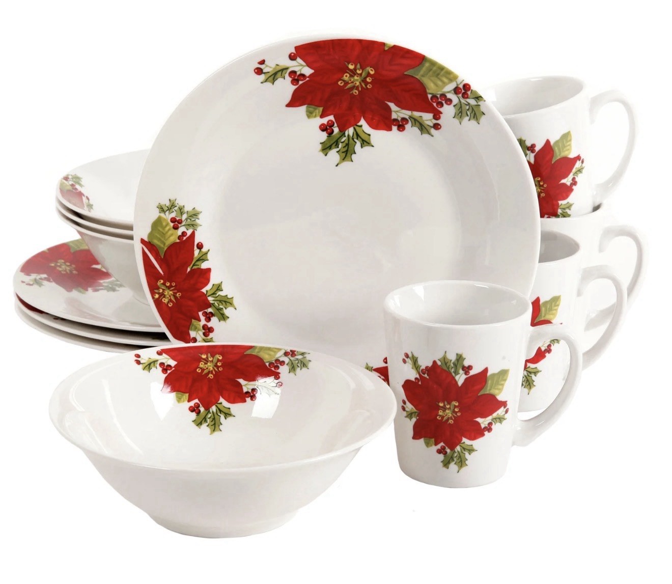 Tia 12pc Christmas Dinnerware Set Service For 4