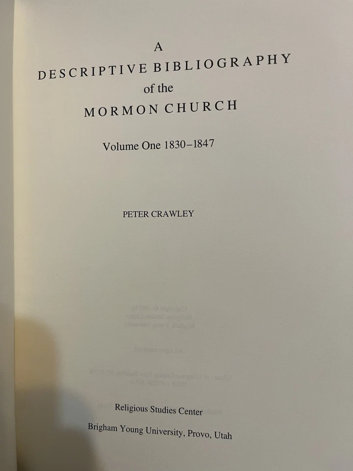 Peter Crawley / Descriptive Bibliography of the Mormon Church Volume Signed - Image 3 of 3