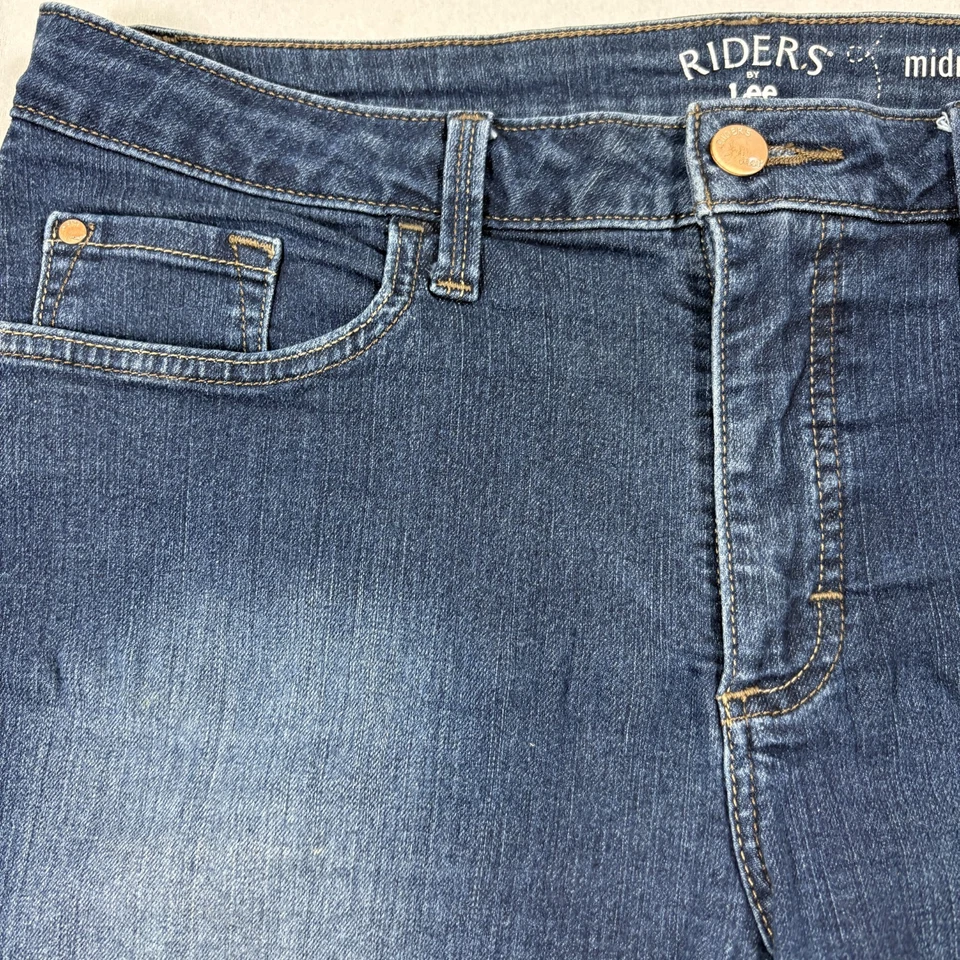 Riders By Lee Womens Shorts 12M Blue Denim Mid Rise Stretch Bermuda Y2K Vintage - Image 2 of 4