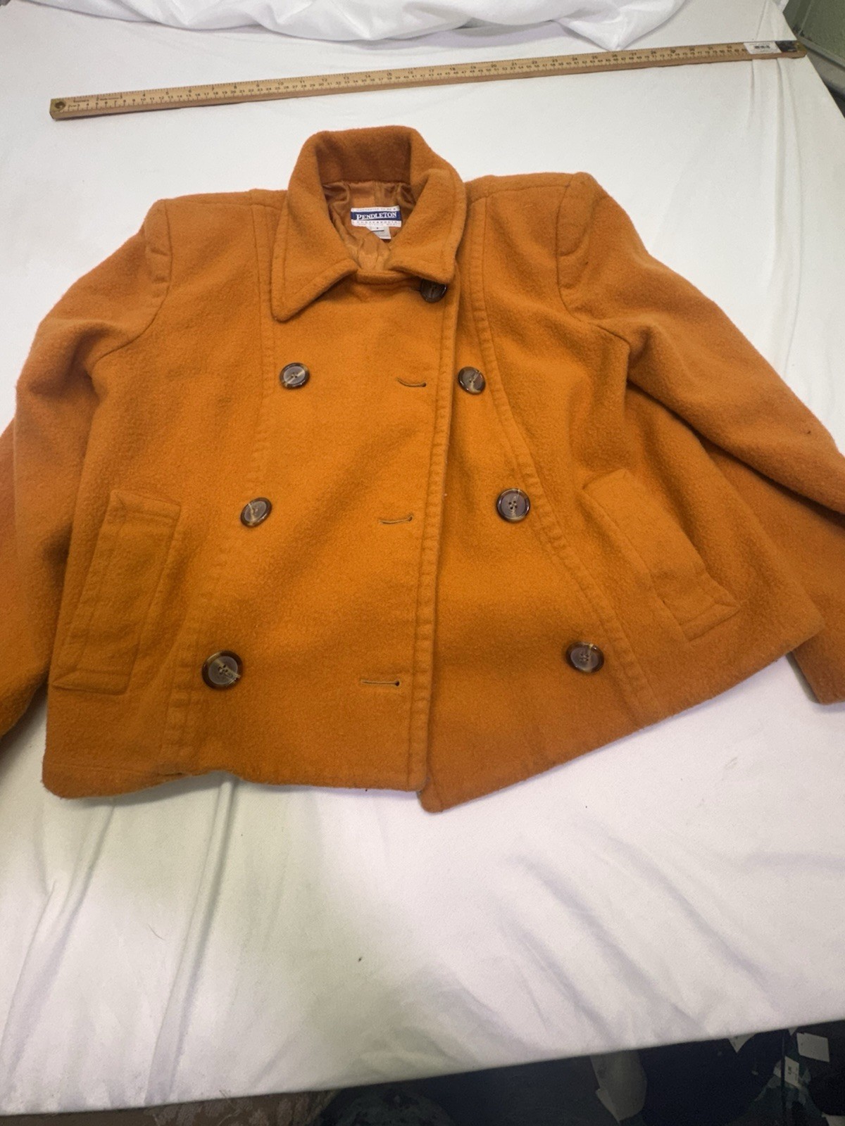 Pendleton Jacket Womens Large Orange Pea Coat Mer… - image 1