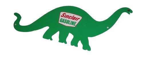 VINTAGE SINCLAIR GASOLINE W/ DIE-CUT DINO THE DINOSAUR 15" METAL GAS & OIL SIGN!