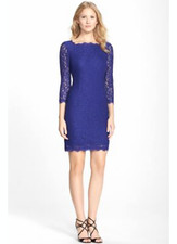 Adrianna Papell Royal Blue Lace Sheath Cocktail Dress Size 2 Wedding Guest Party