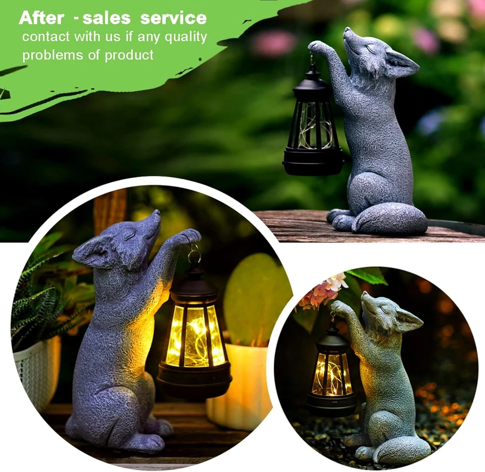 Estatua de Zorro para Decoración de Jardín, Estatua de Jardín con Luz de Energía Solar para Exterior Pa Foto 4 de 4