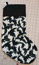 NEW HANDMADE Black Ravens Witchy Dark Gothic Flannel Christmas Stocking