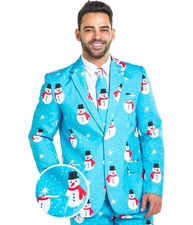 Tipsy Elves Christmas Holiday Snowman Is An Island Suit Jacket 46 Pants 36 & Tie