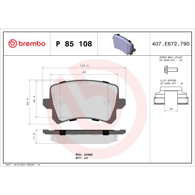 Für BREMBO P 85 108 Brake Pad Set, disc brake P 85 108 Brake pads set rear , fi - Bild 4