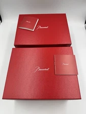 Two (2) BACCARAT Empty Gift Box 9.25” x 7.25” x 5” Red Good Condition w/ Booklet