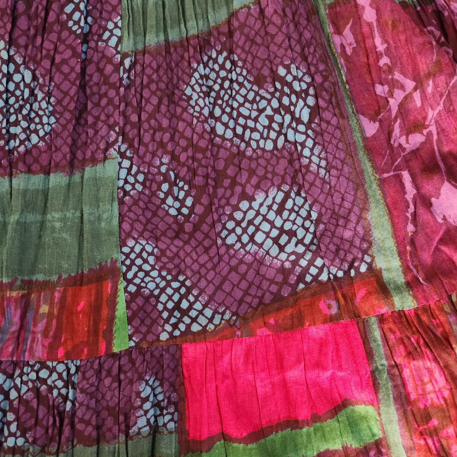 Colorful Patchwork Reversable Midi Crinkle/Brooms… - image 9