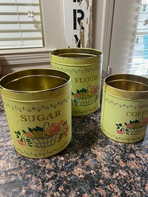 vintage tin canister set products for sale | eBay