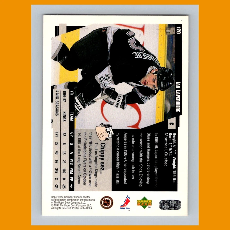 Ian Laperriere #120 1997-98 Collectors Choice Los Angeles Kings Hockey Card NHL - Image 2 of 3
