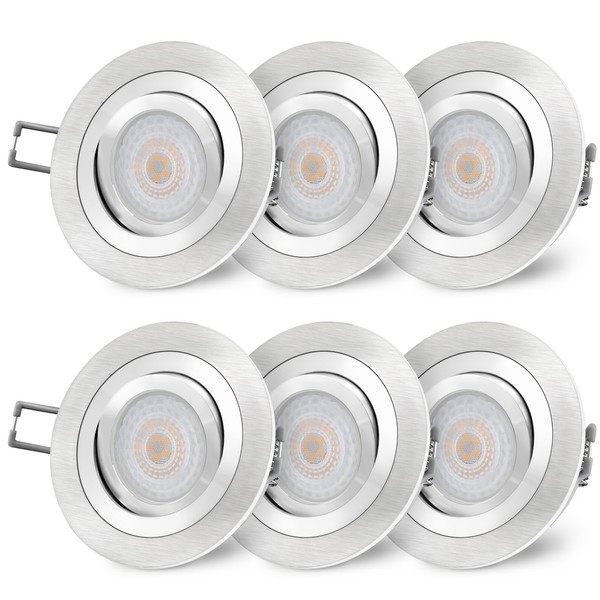 6X Led Einbauleuchte RF-2 Flach Schwenkbar Spot Alu Fourstep Dimmbar 5W Warmweiß-image