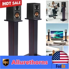 28" 1 Pair Bookshelf Speaker Stands Surround Sound Home Theater Black Walnut PVC