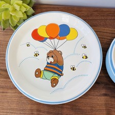 children's plate and bowl set Teddy Bear Balloons Bees Kids Rare Mikasa Aviator