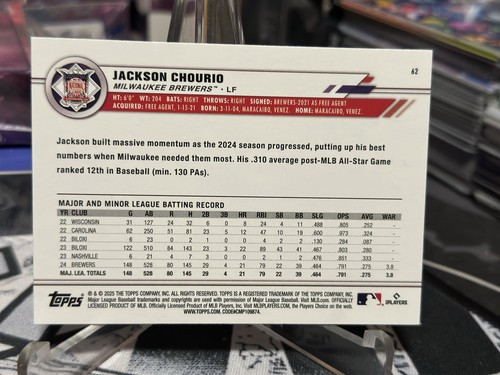 2025 Topps All Star Game #62 Jackson Chourio - Picture 3 of 3