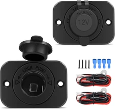 Nilight 2 Pack Car Cigarette Lighter Socket DC 12V Waterproof Power Outlet