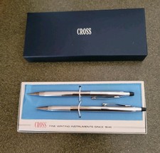 Vintage Cross Century Chrome Pen and Pencil Set No. 3501