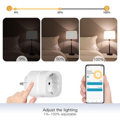 MOES Smart Dimmer Steckdose 2.4GHz für dimmbare LEDs Halogen Glühlampen Alexa Go
