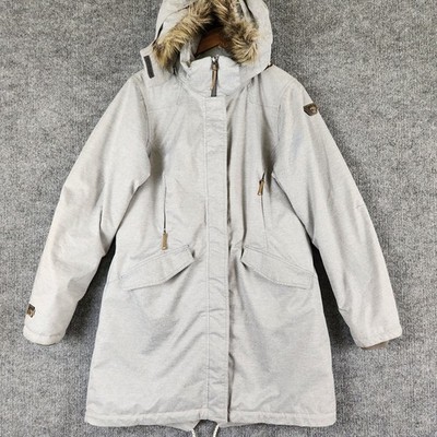 Icepeak Parka Finnish Trademark Womens Gray Faux Fur Hood Coat Size 44