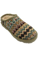 BEARPAW Women's Tabitha Calico Textile Clog Lemon Pepper