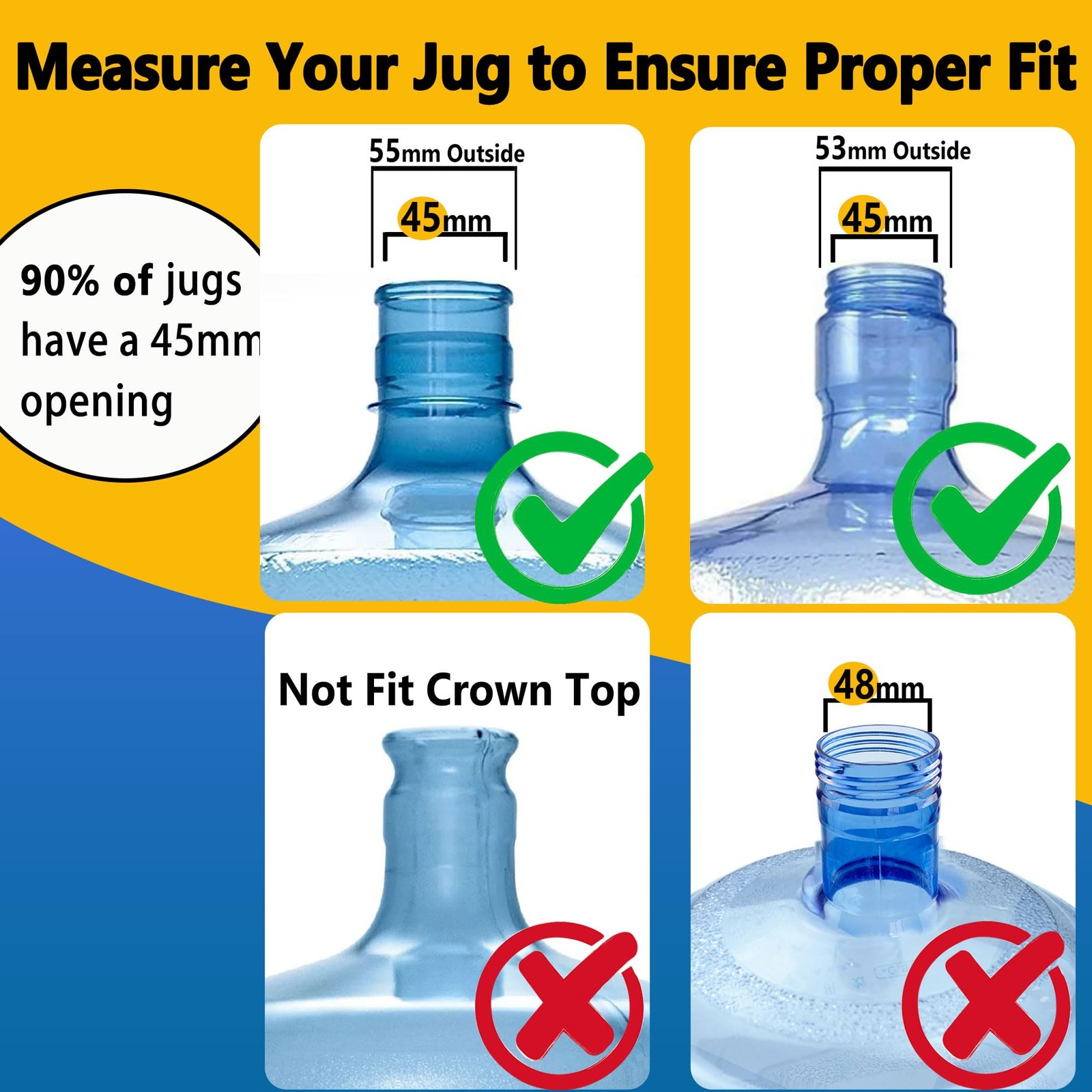 3 and 5 Gallon Water Jug Cap Reusable，Food Grade Silicone Replacement Gallon... 