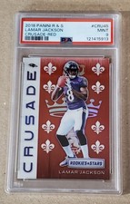 LAMAR JACKSON 2018 PANINI ROOKIES & STARS CRUSADE CRU-45 RED Var /99 PSA 9 MINT