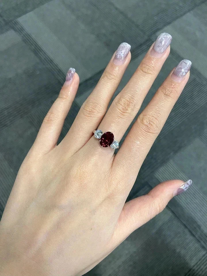 5.00 Ct Oval Cut Certified Natural Ruby Diamond Wedding Ring Real 14k White Gold - Image 3 of 4