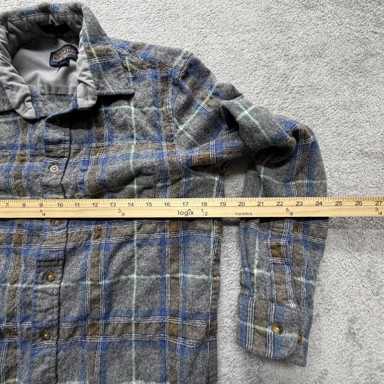 Pendleton Jacket Mens Medium Gray Plaid Lodge Woo… - image 6