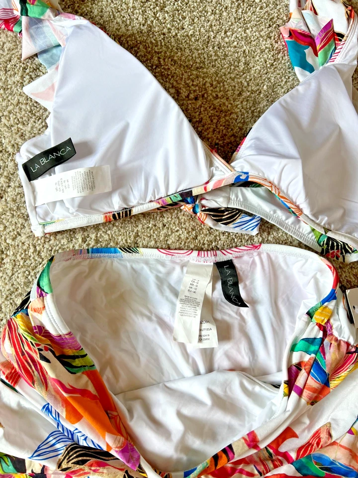 NWT La Blanca Multi-Color Tropical Floral Print 2-Piece Swimsuit Size 8 & 12 - Image 2 of 4