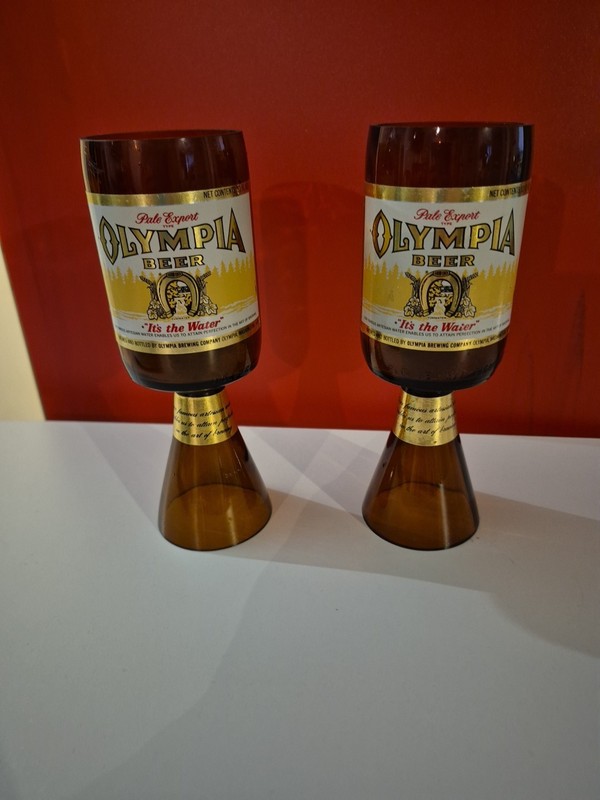 Vintage Olympia Beer Bottle Glasses, Empty
