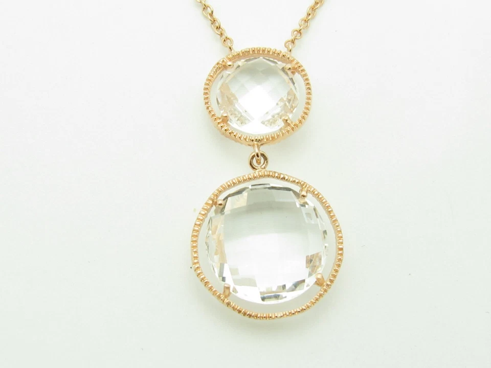 JUEGO DE MANO ORO ROSA 18KT PLATA ESTERLINA CUARZO BLANCO DOBLE HALO COLLAR REGALO