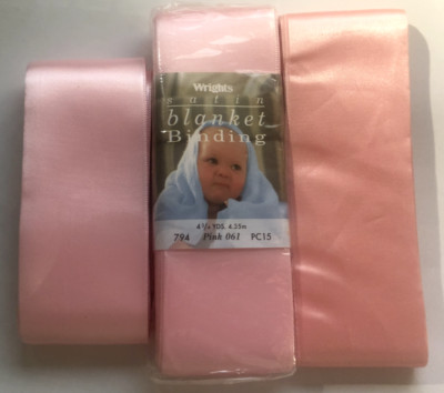 10+ Yd Vtg Lot of 3 Pkg WRIGHTS Satin BLANKET BINDING 4.35 mm Baby  Pink 061