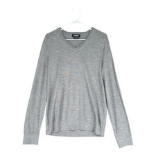 Express Men  s M Medium Gray Merino Wool Blend V Neck Sweater Casual Pullover