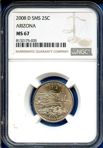 2008 D NGC SMS MS67 Arizona State Quarter 25c US Mint Coin 2008-D MS-67