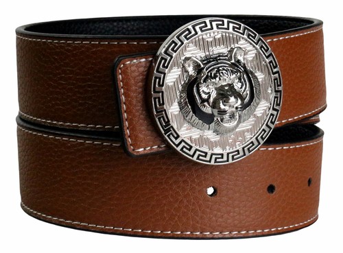 Cinturón de cuero para hombre QHA para vaqueros con hebilla temática cara de tigre 38 mm de ancho Q36 - Imagen 54 de 61