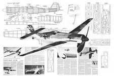 Model Airplane Plans FF : WWII Focke Wulf TA-152 1/24 Scale 24" Rubber Power
