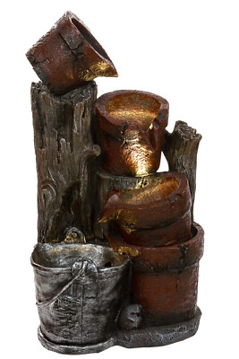 Zimmerbrunnen mit LED Leuchten, 58cm  Springbrunnen  Krüge (Brunnen 13 Krüge) 