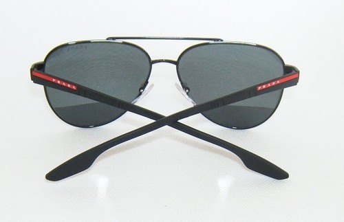PRADA LINEA ROSSA PS 54TS 1AB5Z1 BLACK GREY POLARIZED PILOT SUNGLASSES - Picture 6 of 6
