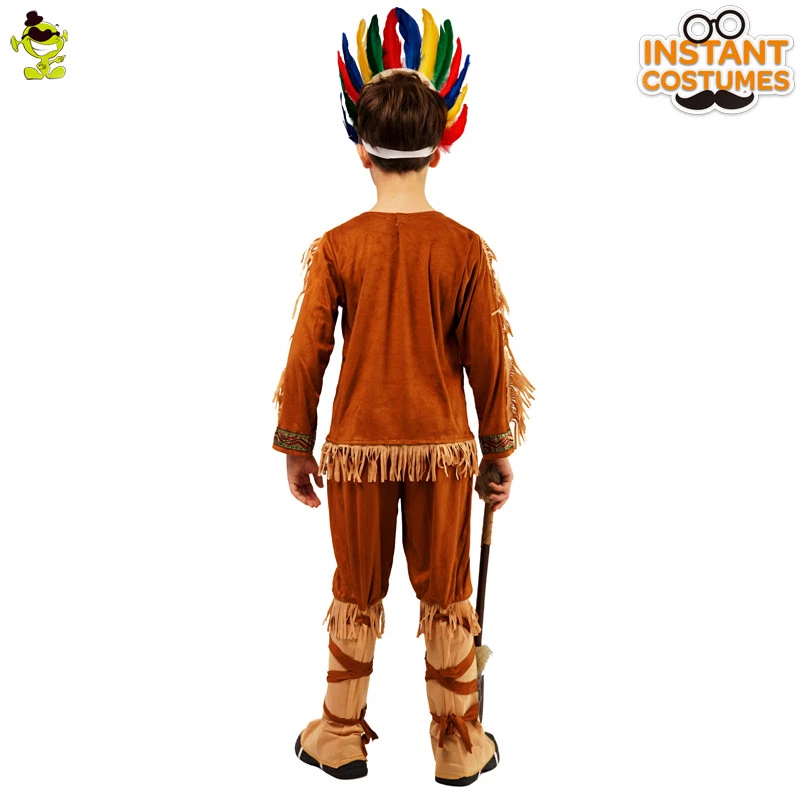 Disfraz de hombre de las cavernas para niños traje indio antiguo para fiesta de rol Foto 3 de 4