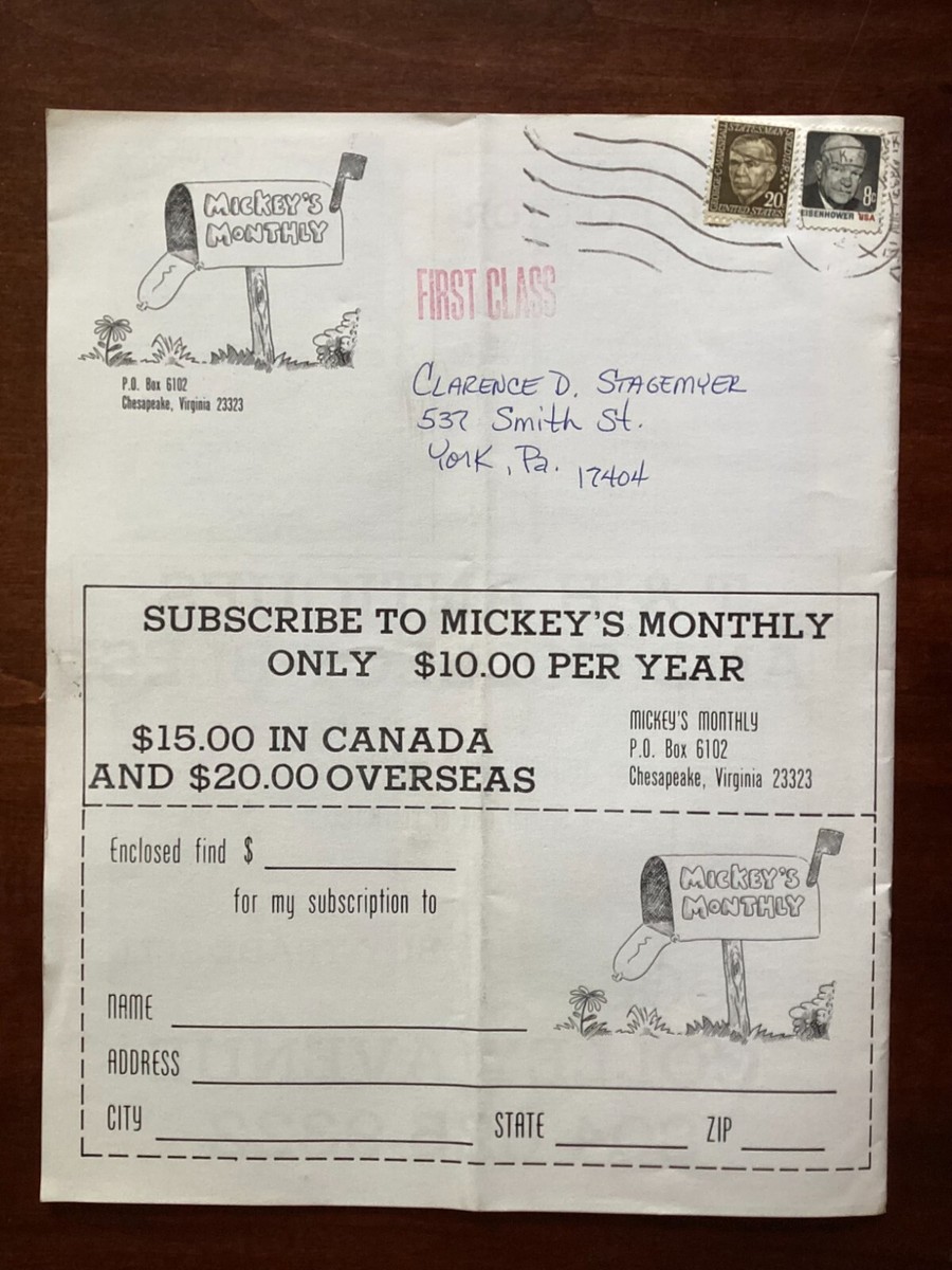 MICKEY'S MONTHLY - August 1978 - UNAUTHORIZED MICKEY MOUSE FANZINE