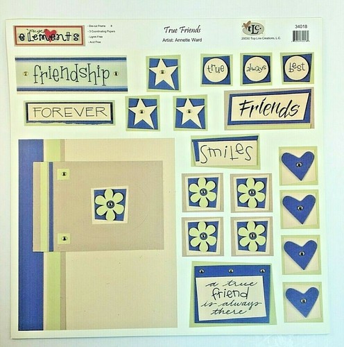 TLC Top Line Creations TRUE FRIENDS Die Cut Scrapbook 12x12 Page Kit #34018 NEW