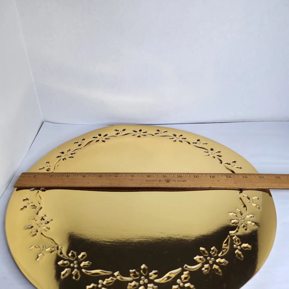 Праздничные коврики 6 круглых золотых пластиковых с вырезом пуантесетта для прогулок - Изображение 3 из 4