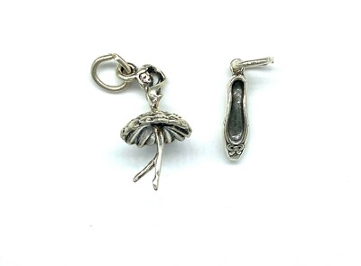 Ballet Charms with open Jump ring. Sterling Silver .925. Choose Design.