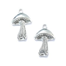 BLUK 100Pcs Mushroom Charms DIY Jewelry Making Pendants Antique Silver