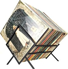 Vinyl Record Holder Holds Up to 80-100 LP Storage Matte Black Metal Design Vinyl