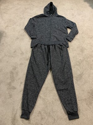 Chams Active Tracksuit Mens Size 3X Heathered Gray Black Full Zip Drawstring